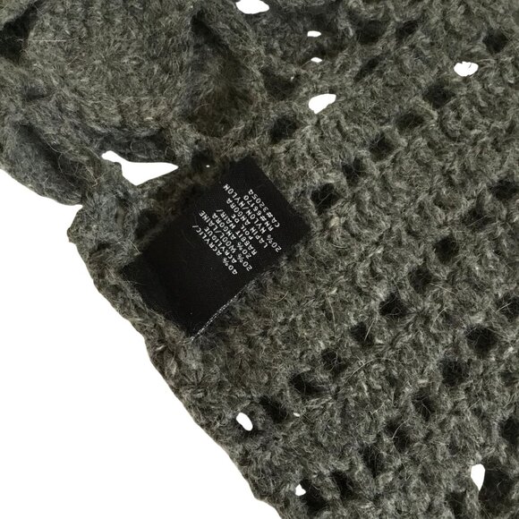 ANTHROPOLOGIE Women Gray Crochet Angora Sweater V-Neck Orenburg Knit Boho XS - Picture 9 of 10